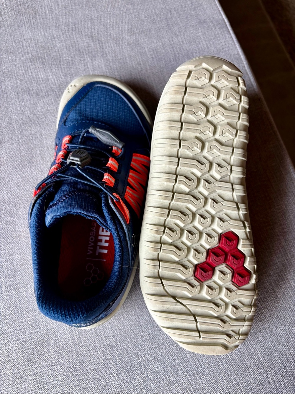 Vivo Barefoot Kids Navy with Coral Accent Trail Sneakers - Picture 4 of 5